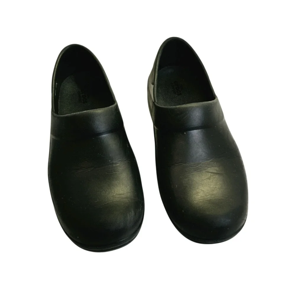 Crocs On The Clock Black Work Slip-Resistant Clogs Shoes Women 10 Men 8 EU 42